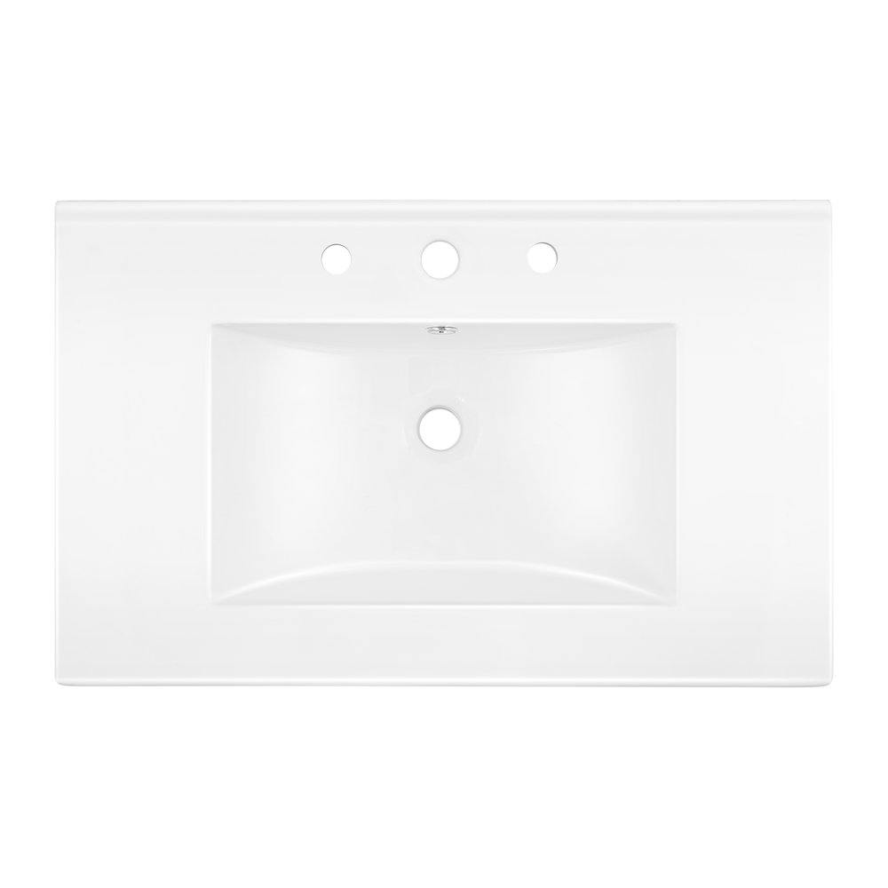 Ancillary 3-Hole 30 in. W x 18.25 in. D Rectangular Glossy Ceramic Single Sink. Picture 3