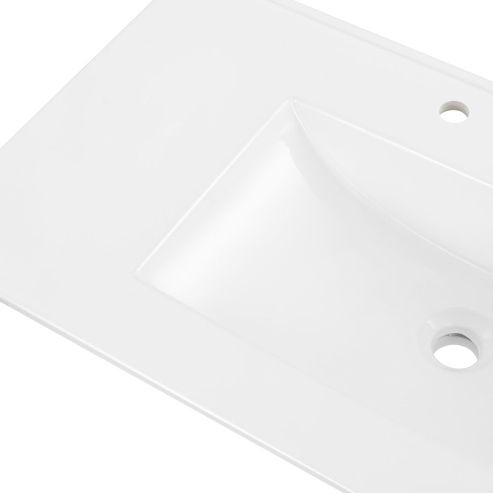 Ancillary 3-Hole 36 in. W x 18.25 in. D Rectangular Glossy Ceramic Single Sink. Picture 4