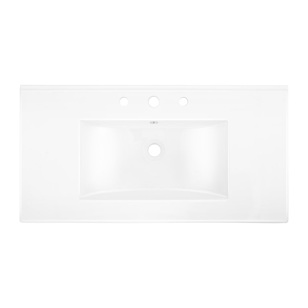 Ancillary 3-Hole 36 in. W x 18.25 in. D Rectangular Glossy Ceramic Single Sink. Picture 3