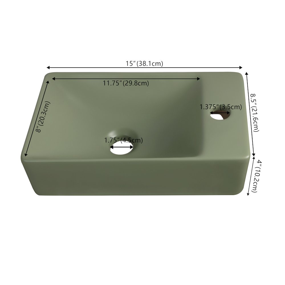 Felix 15 in. W x 8.5 in. D Wall Mounted Rectangular Ceramic Space-Saving Mini. Picture 3