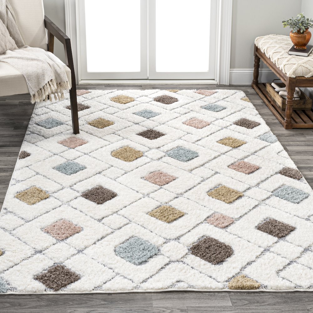 Astrid Retro Trellis High-Low Area Rug. Picture 4