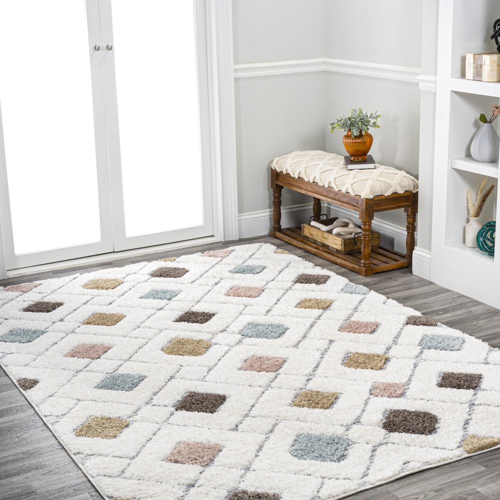 Astrid Retro Trellis High-Low Area Rug. Picture 5