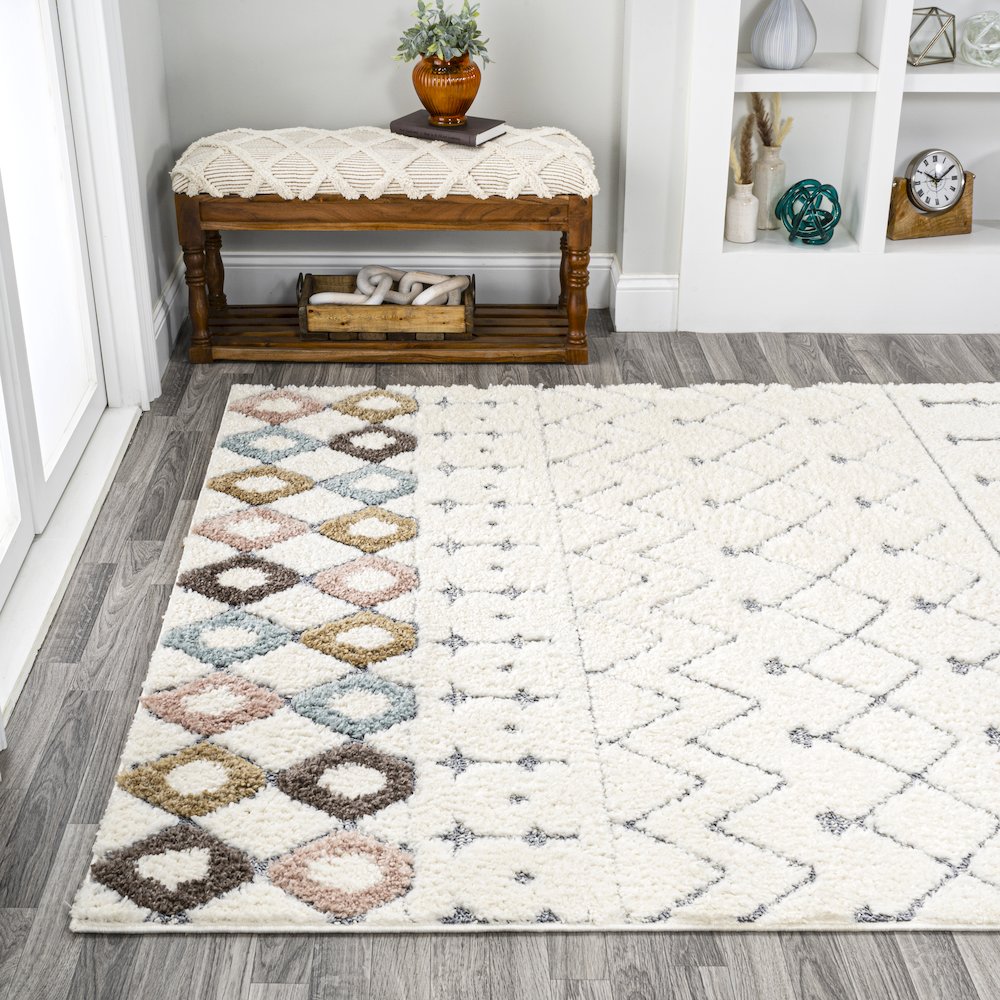 Pia Moroccan Trellis Plush Carved Area Rug. Picture 3