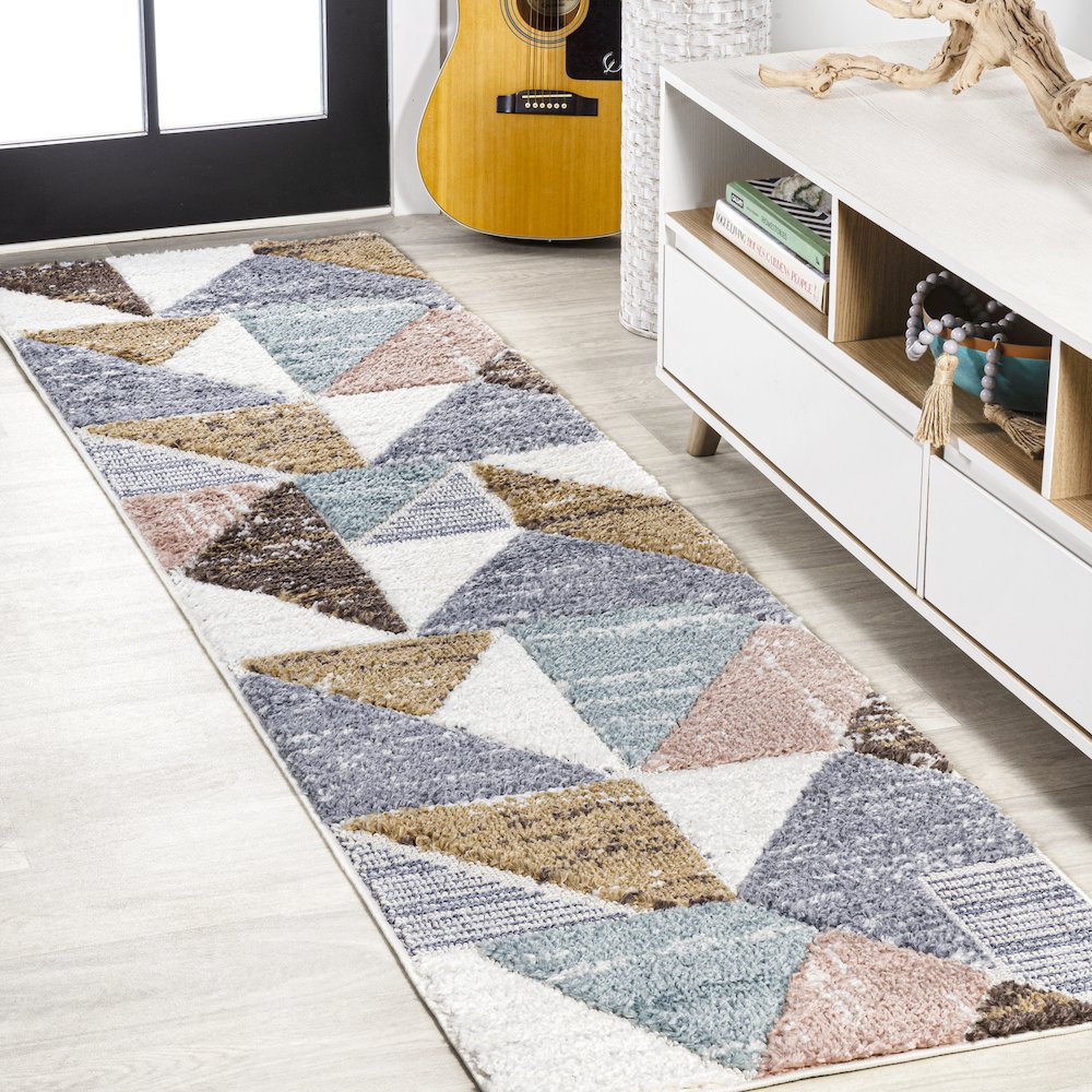 Aileen Geometric Scandi Colorblock Carved Area Rug. Picture 2