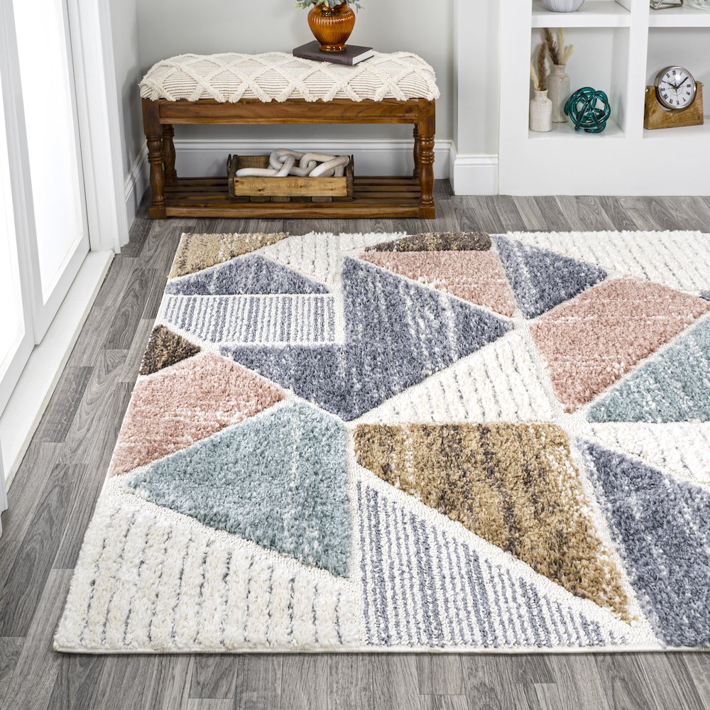 Aileen Geometric Scandi Colorblock Carved Area Rug. Picture 3