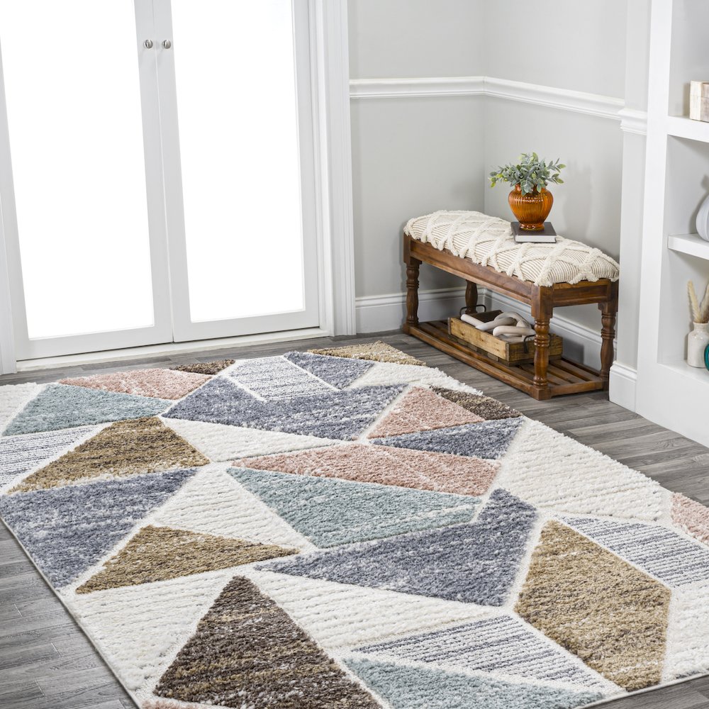 Aileen Geometric Scandi Colorblock Carved Area Rug. Picture 5