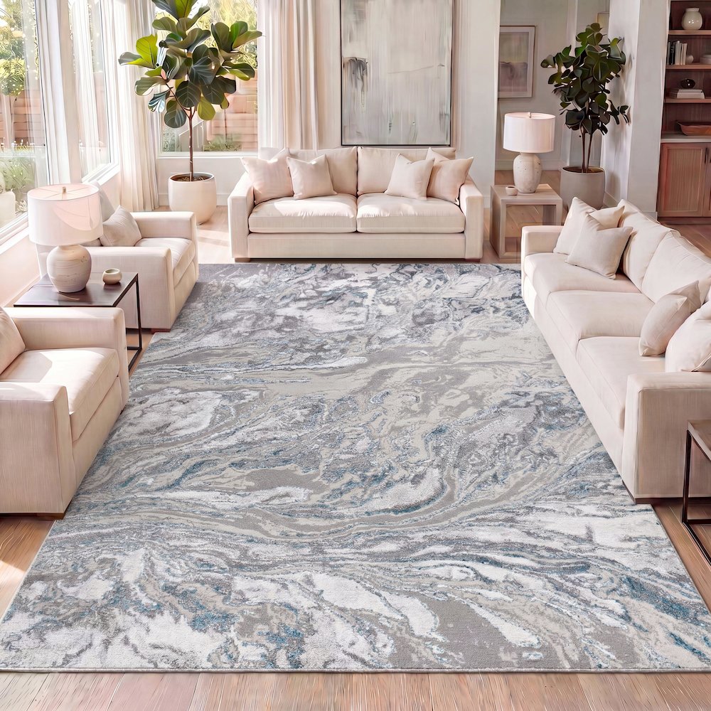 Swirl Marbled Abstract Area Rug. Picture 12