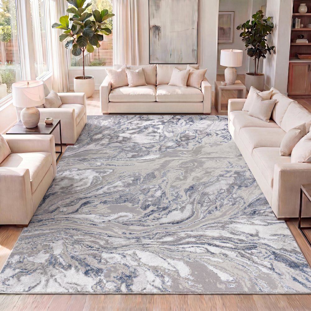 Swirl Marbled Abstract Area Rug. Picture 12