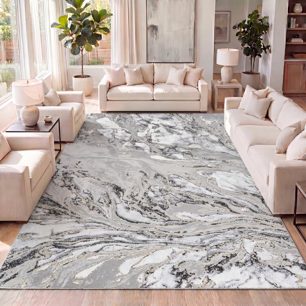 Swirl Marbled Abstract Area Rug. Picture 12