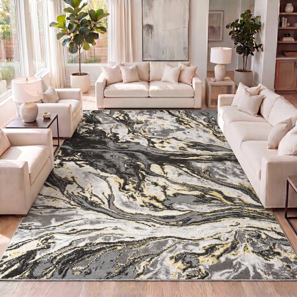 Swirl Marbled Abstract Area Rug. Picture 12