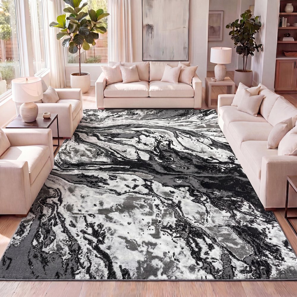 Swirl Marbled Abstract Area Rug. Picture 12