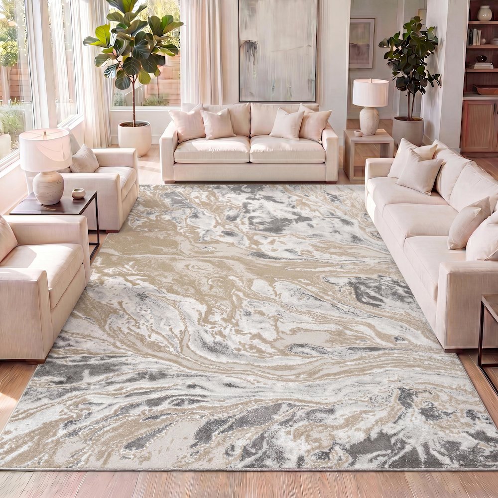 Swirl Marbled Abstract Area Rug. Picture 12