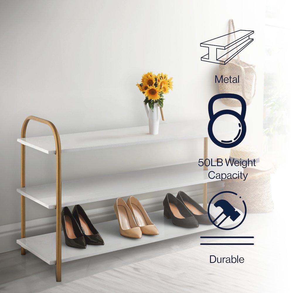 Modern 9-Pair 3-Tier Iron Curved Decker Shoe Rack. Picture 5
