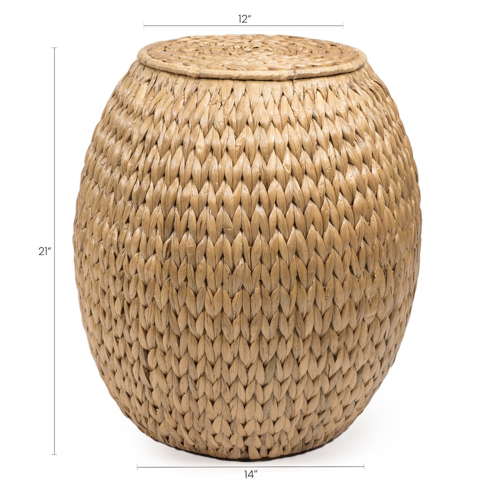 Colt Coastal Bohemian Handwoven Hyacinth Storage Stool With Lid. Picture 3
