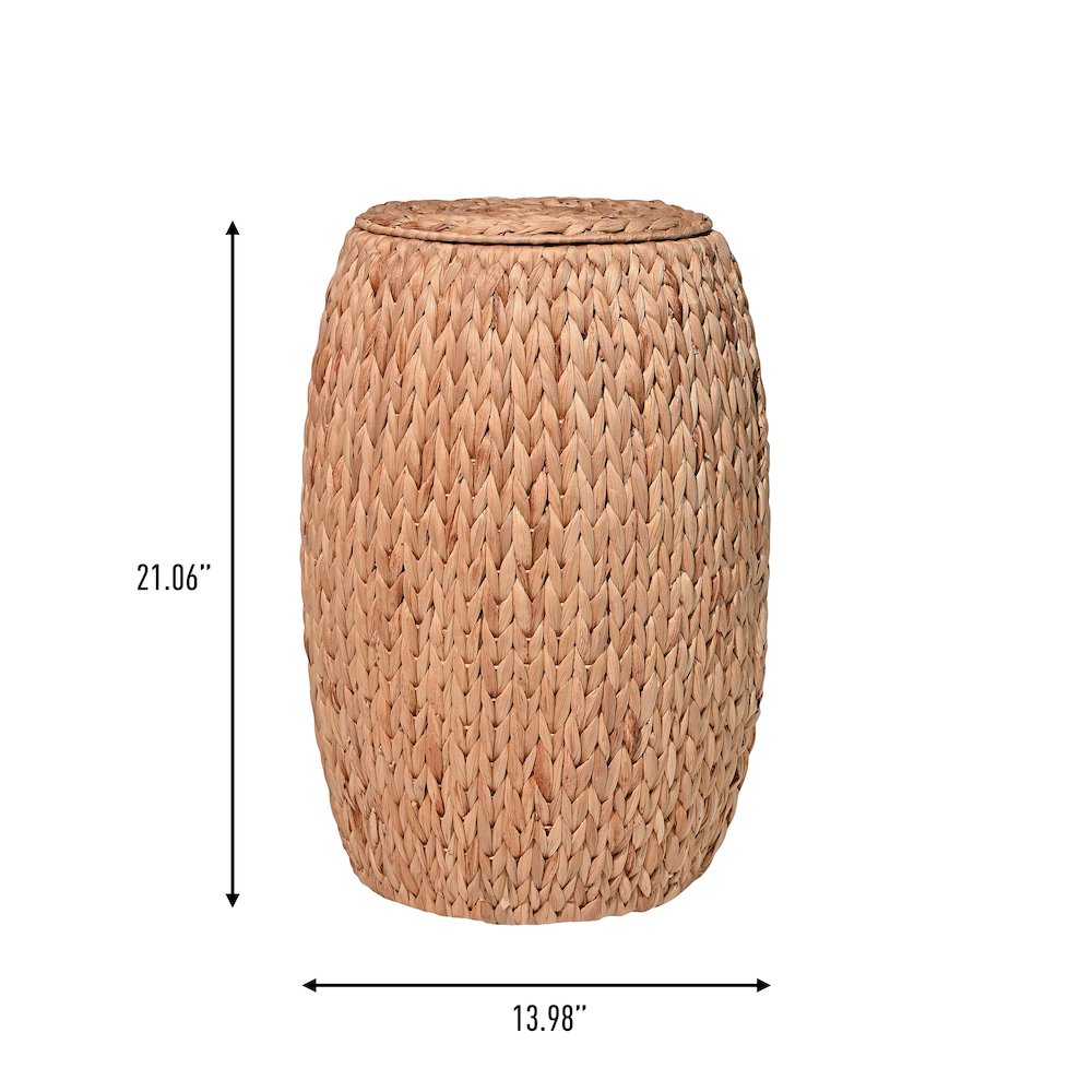 Colt Coastal Bohemian Handwoven Hyacinth Barrel Storage Stool with Lid. Picture 2