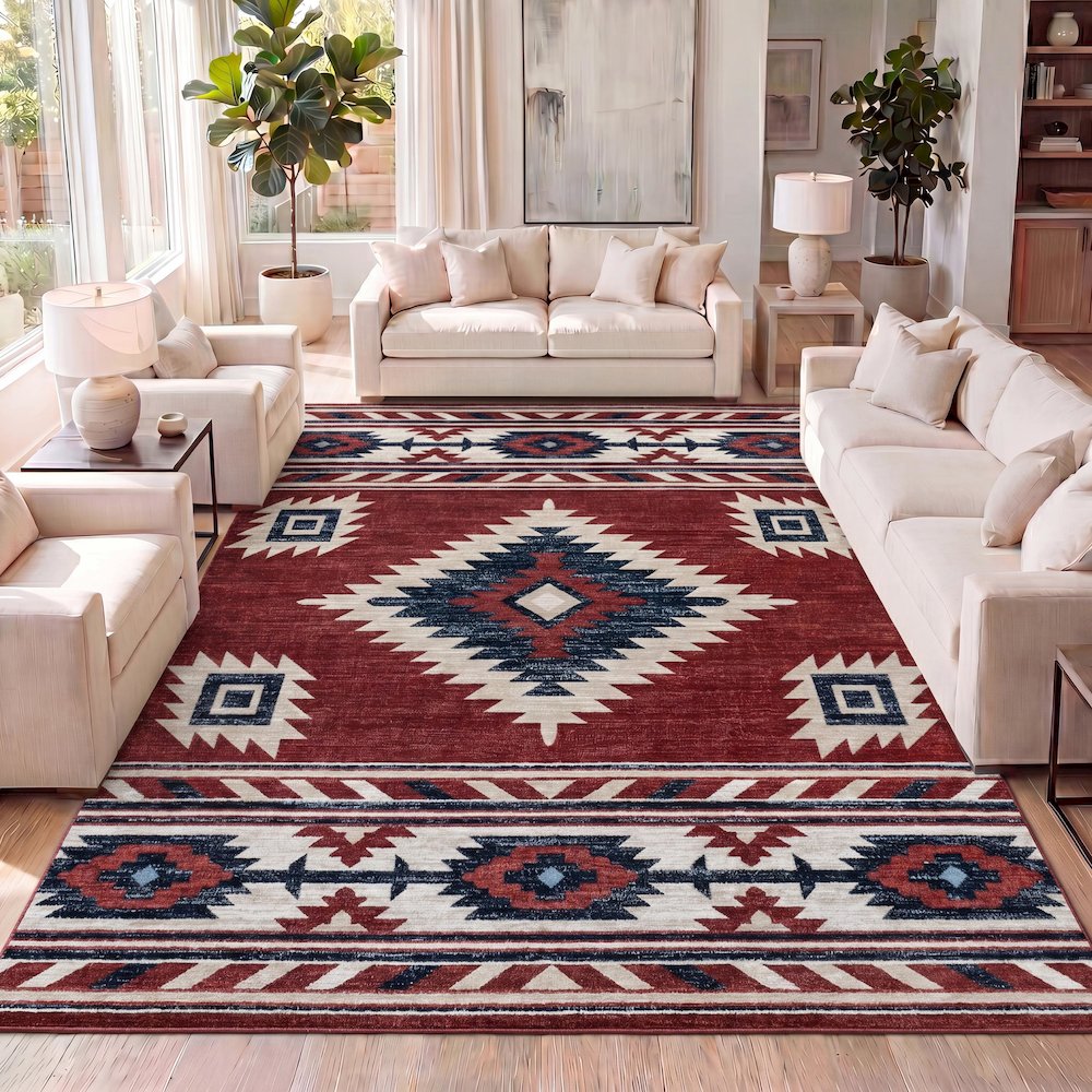 Serape Medallion Southwestern Area Rug. Picture 12