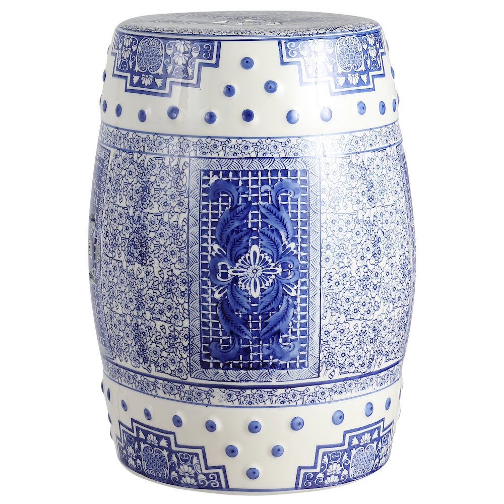 Acanthus Chinoiserie Ceramic Drum Garden Stool. Picture 3