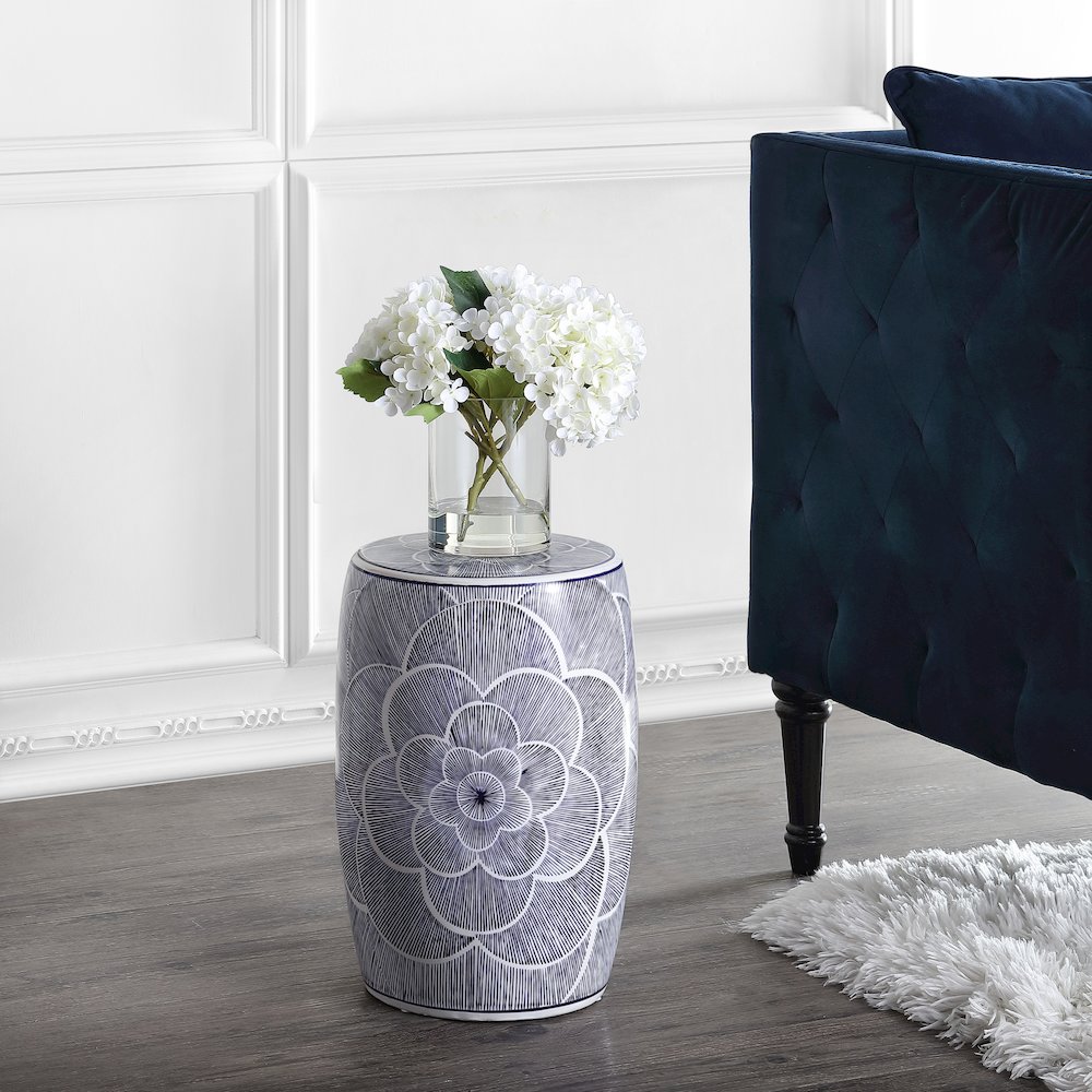 Camellia Ceramic Drum Garden Stool. Picture 1