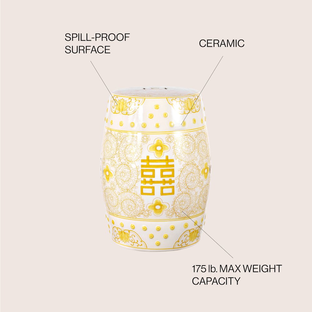 Double Chinoiserie Ceramic Drum Garden Stool. Picture 4