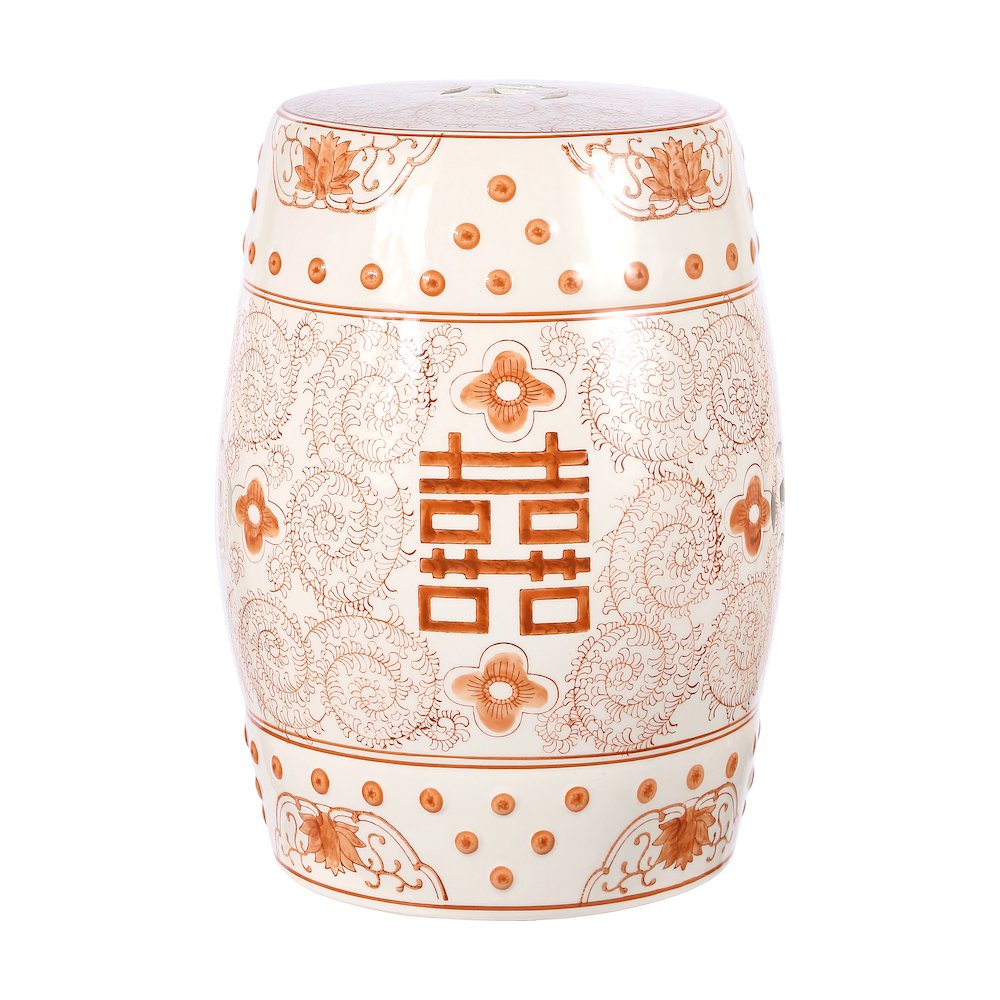 Double Chinoiserie Ceramic Drum Garden Stool. Picture 1