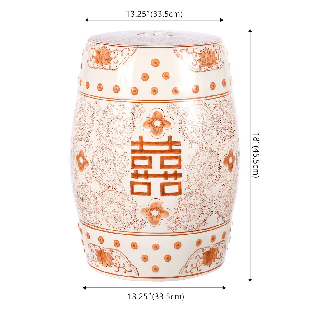 Double Chinoiserie Ceramic Drum Garden Stool. Picture 3