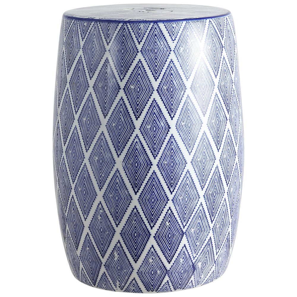 Moroccan Diamonds Ceramic Drum Garden Stool. Picture 3