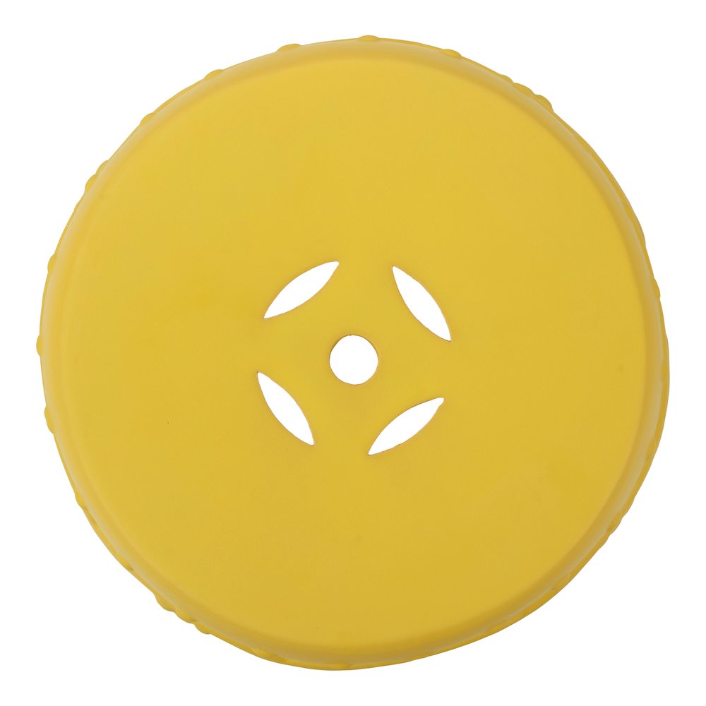 Lucky Coins 16" Matte Yellow Ceramic Cutout Interlocking Rings Drum Garden Stool. Picture 2