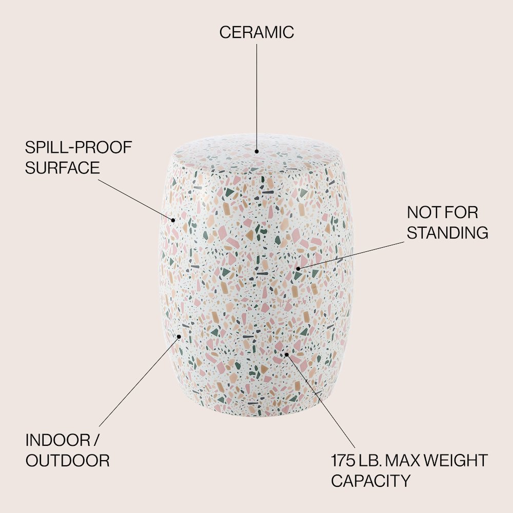 Chiara Terrazzo Ceramic Garden Stool. Picture 4