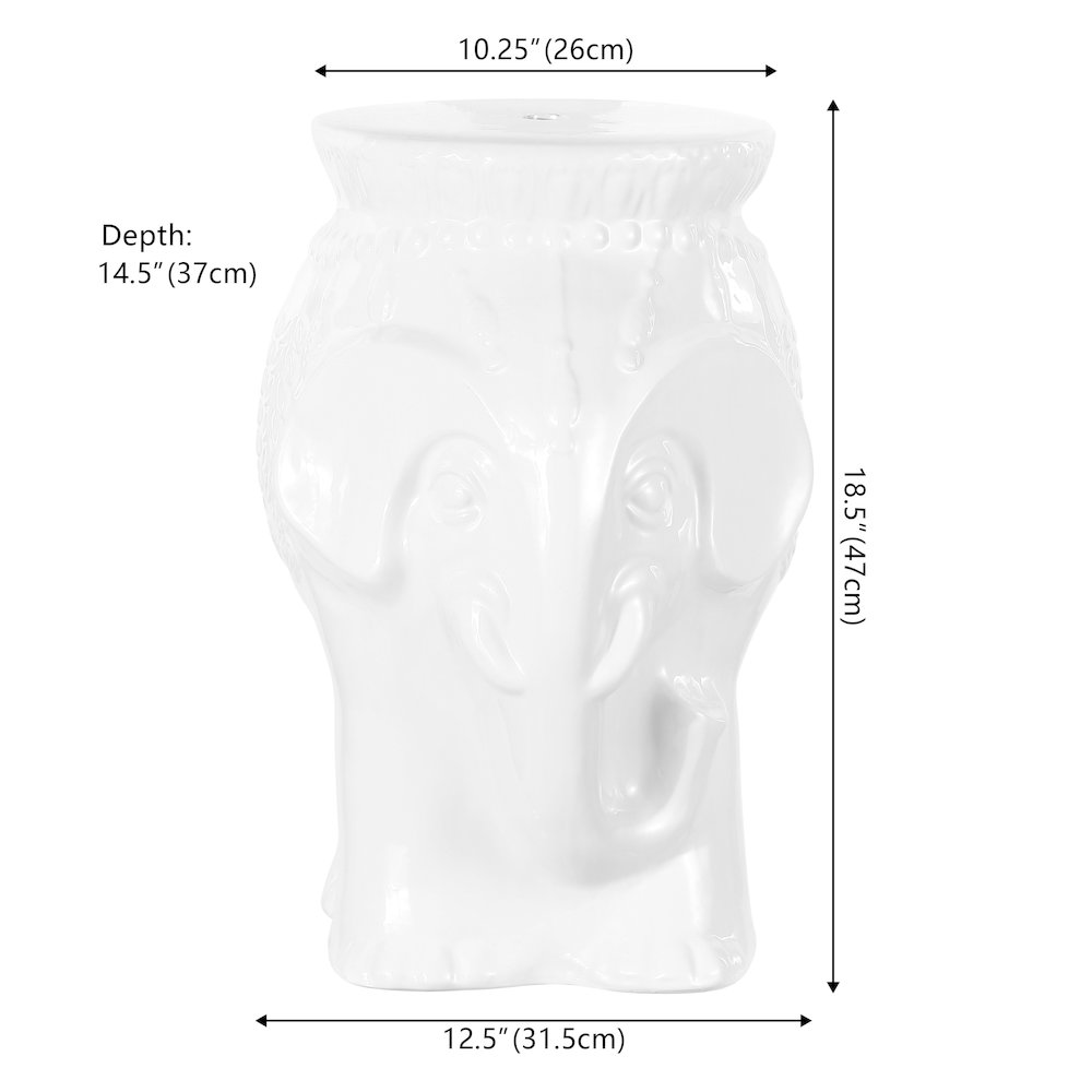 Orla Modern Bohemian Elephant Ceramic Garden Stool. Picture 3