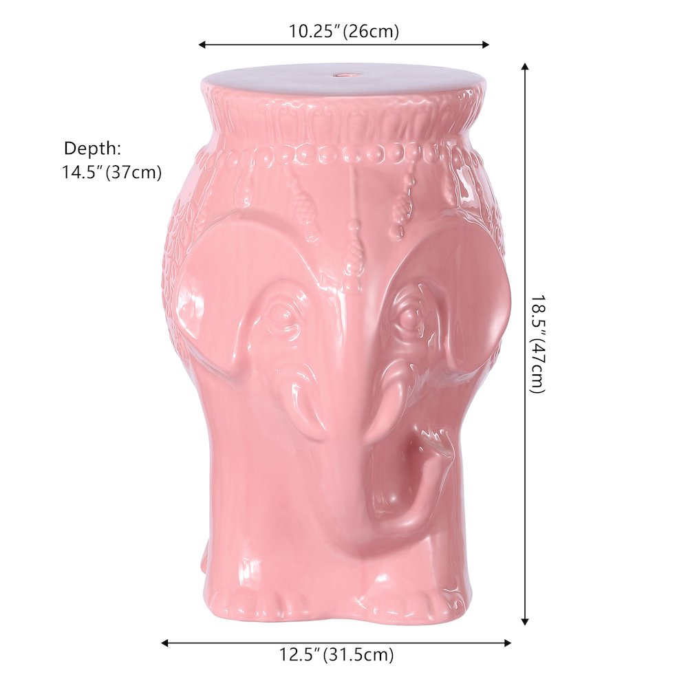 Orla Modern Bohemian Elephant Ceramic Garden Stool. Picture 3