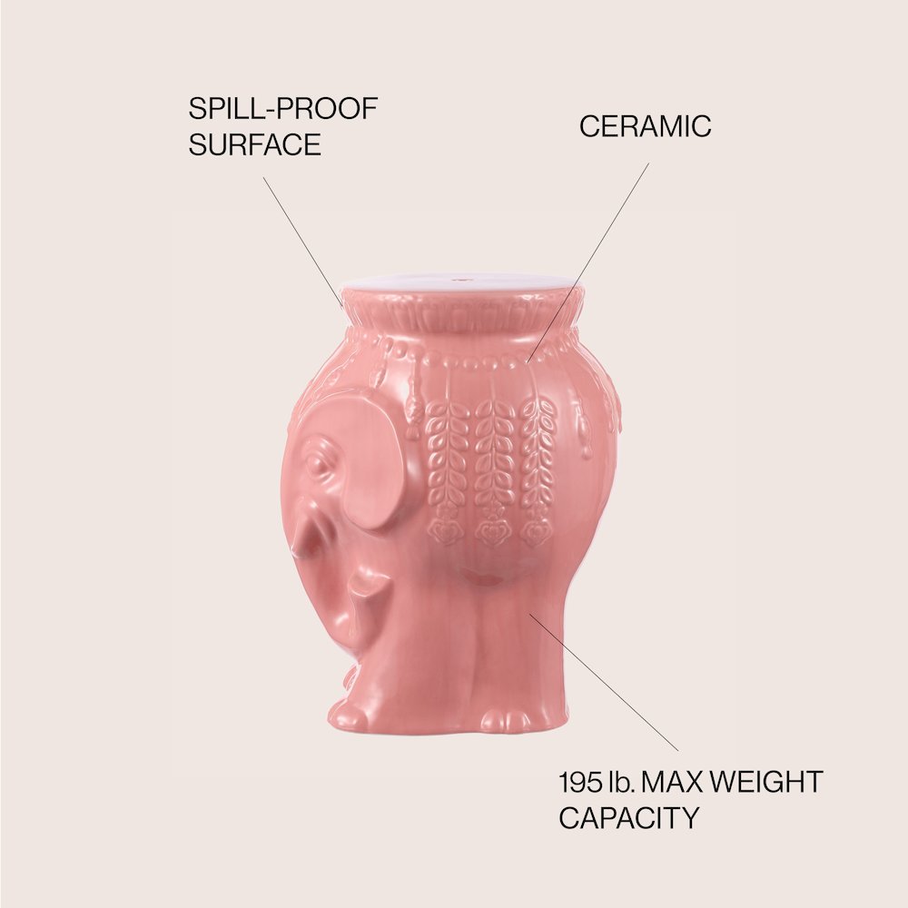 Orla Modern Bohemian Elephant Ceramic Garden Stool. Picture 4