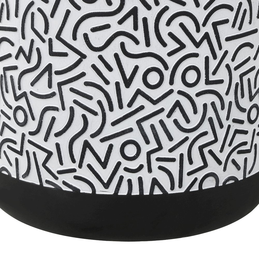 Indi 17.75" Modern Geometric Black and White Concrete Drum Garden Stool. Picture 4