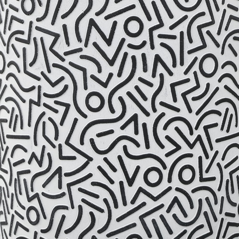 Indi 17.75" Modern Geometric Black and White Concrete Drum Garden Stool. Picture 5