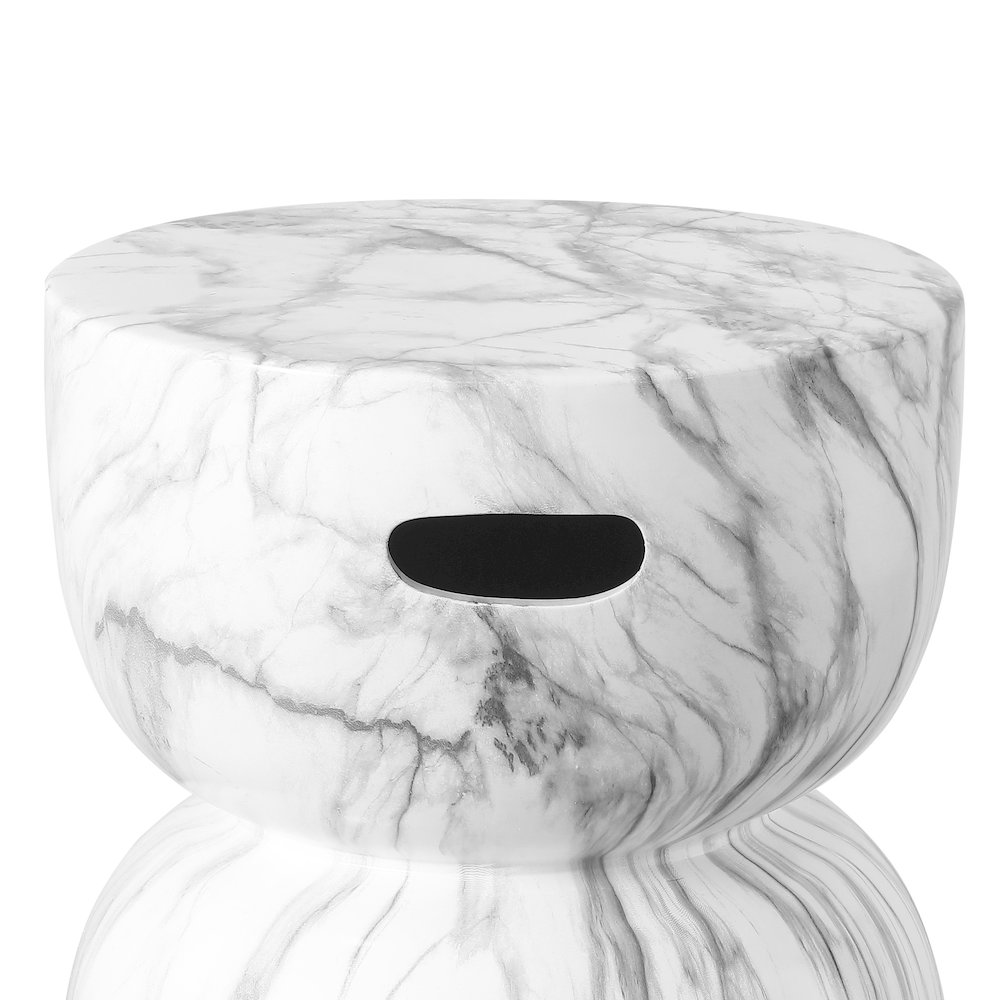 Zakhai Modern 14.75" White/Gray Faux Marble Ceramic Indoor/Outdoor Garden Stool. Picture 4