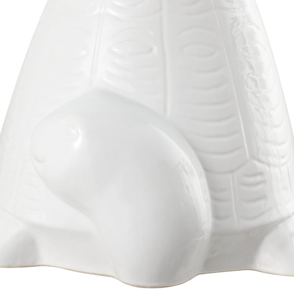 Caspian 15" Coastal White/Gold Ceramic Turtle Garden Stool. Picture 5