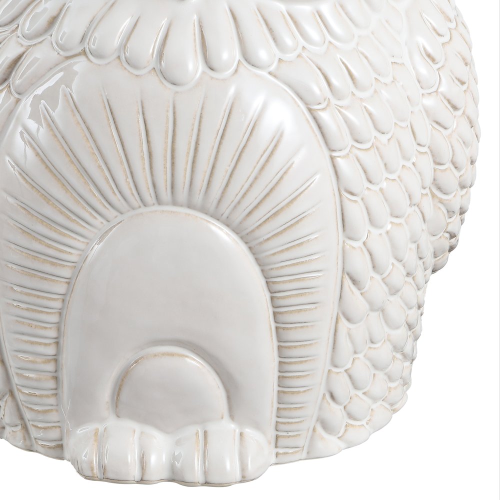 Millie 17.5" Cottage White Ceramic Owl Garden Stool. Picture 6