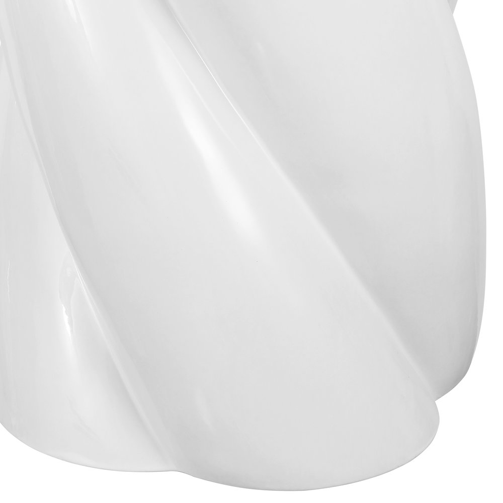 Yves 17.5" Glossy Off-White Ceramic Twisted Garden Stool - Indoor/Outdoor. Picture 6