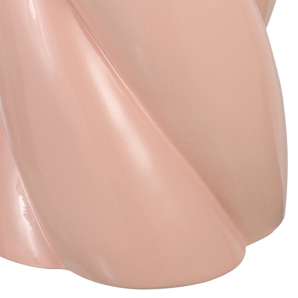 Yves 17.5" Glossy Pink Ceramic Twisted Garden Stool - Indoor/Outdoor Accent. Picture 6