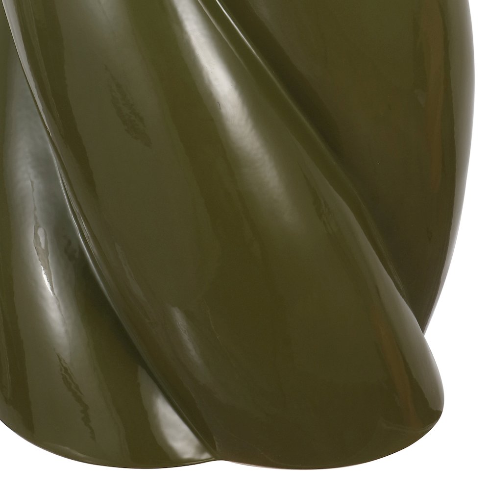 Yves 17.5" Glossy Forest Green Ceramic Twisted Garden Stool - Indoor/Outdoor. Picture 6
