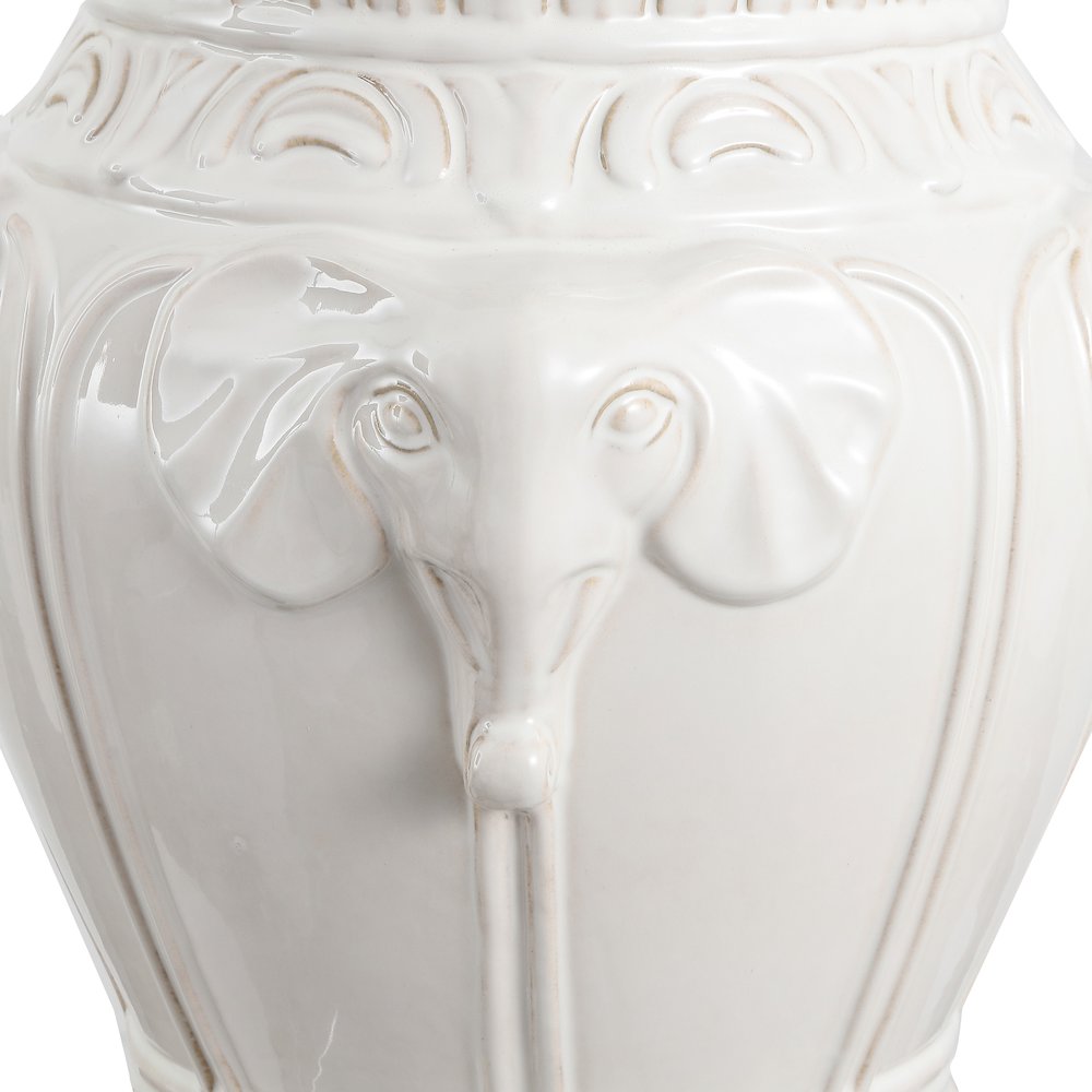 Anita 18" Bohemian White Elephant Ceramic Garden Stool - Indoor/Outdoor Glazed. Picture 5