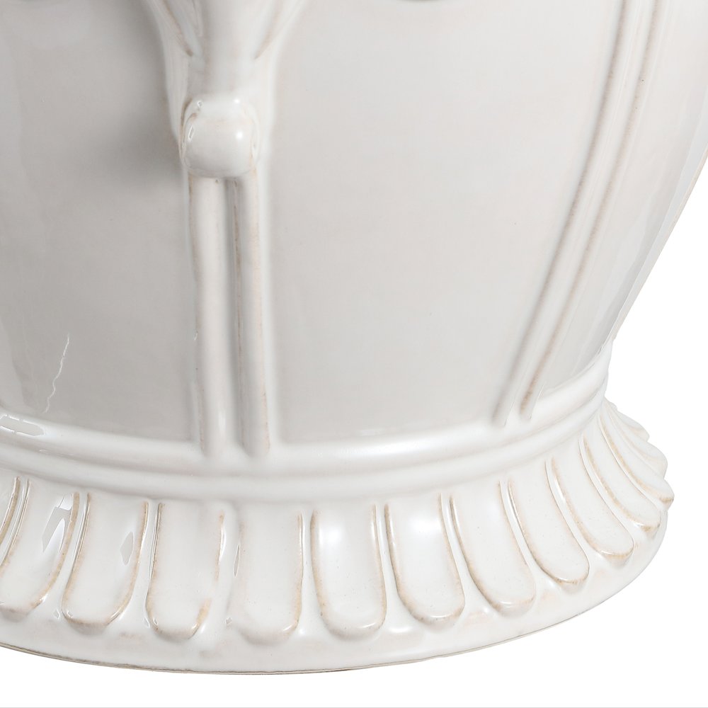 Anita 18" Bohemian White Elephant Ceramic Garden Stool - Indoor/Outdoor Glazed. Picture 6