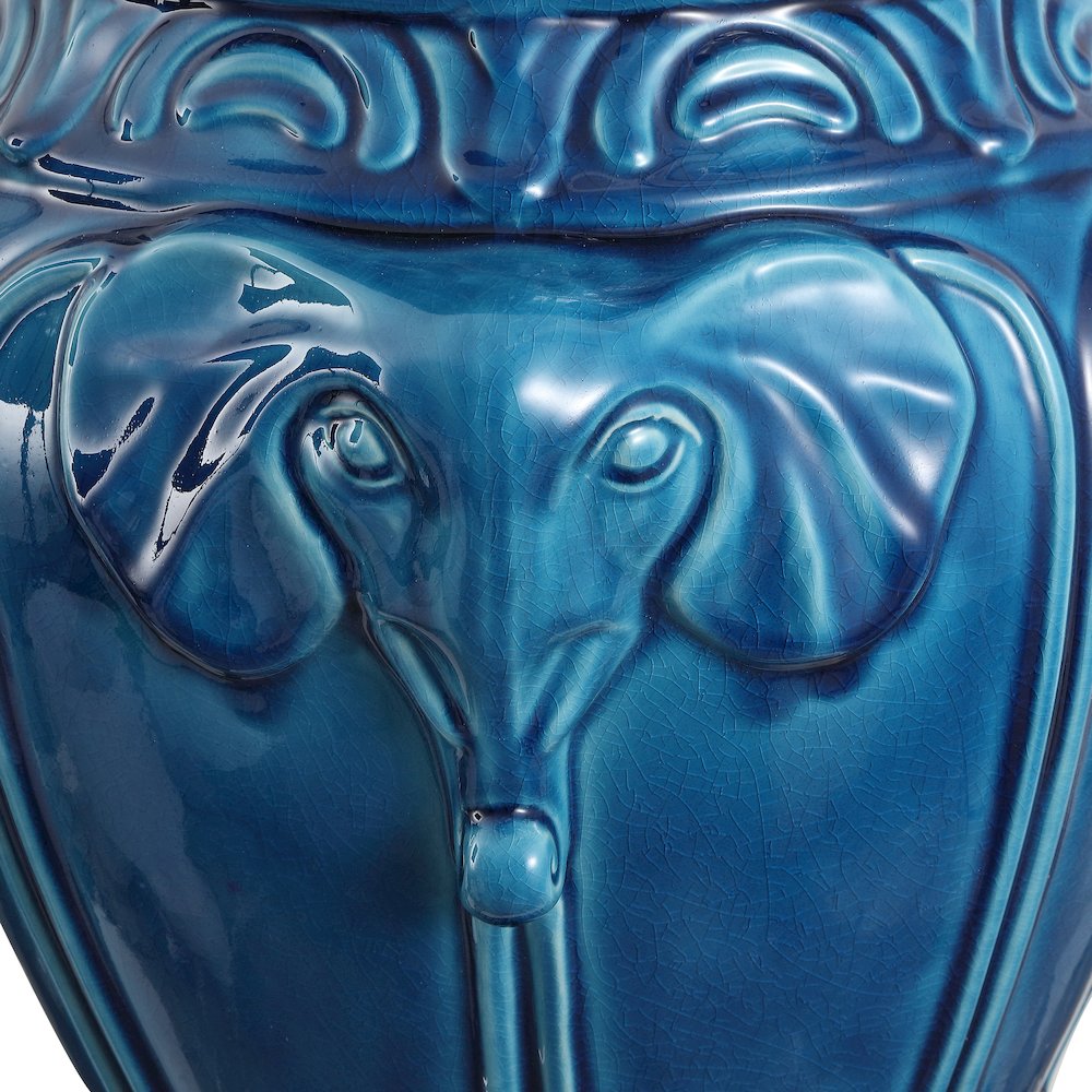 Anita 18" Bohemian Blue Cracks Elephant Ceramic Garden Stool - Indoor/Outdoor. Picture 5