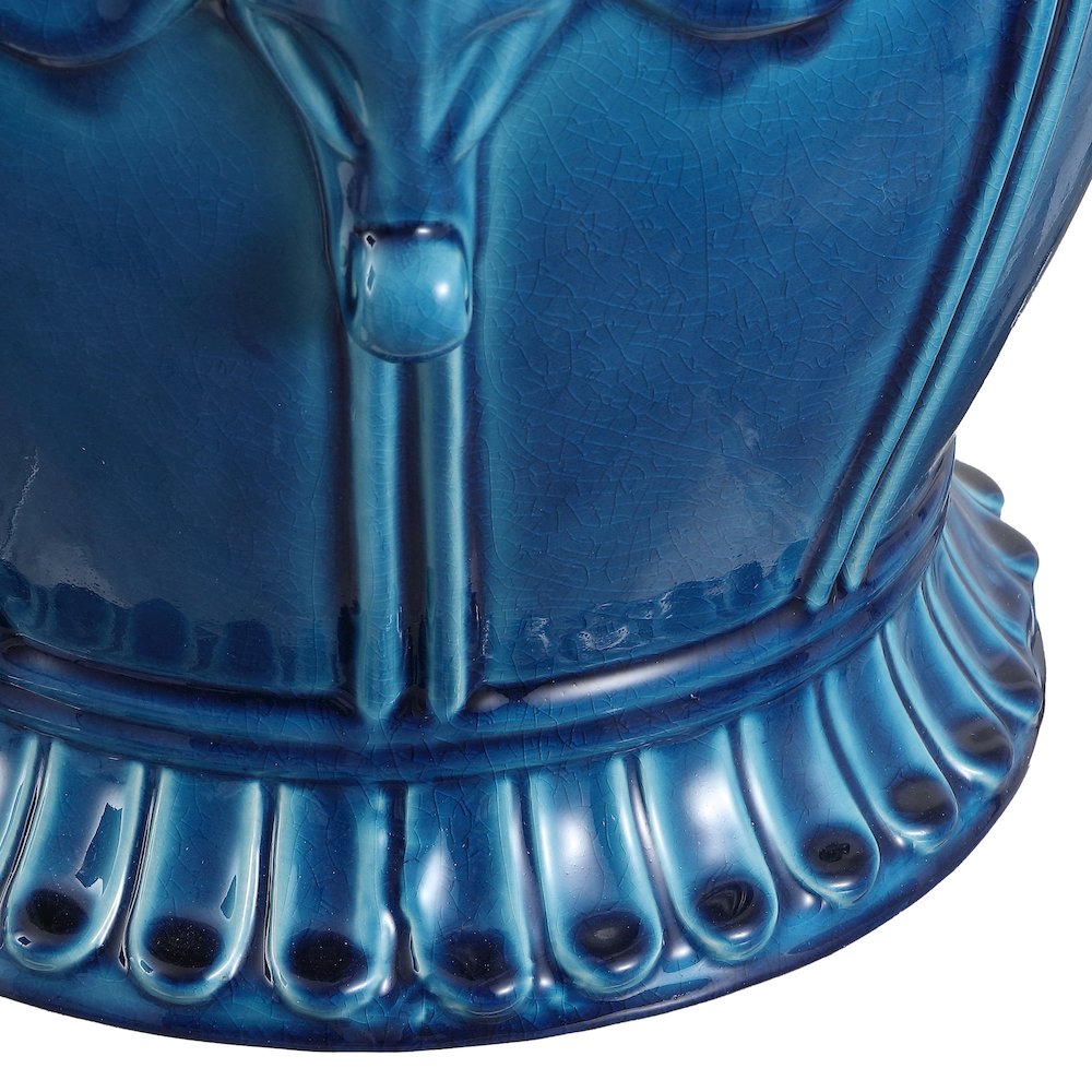 Anita 18" Bohemian Blue Cracks Elephant Ceramic Garden Stool - Indoor/Outdoor. Picture 6