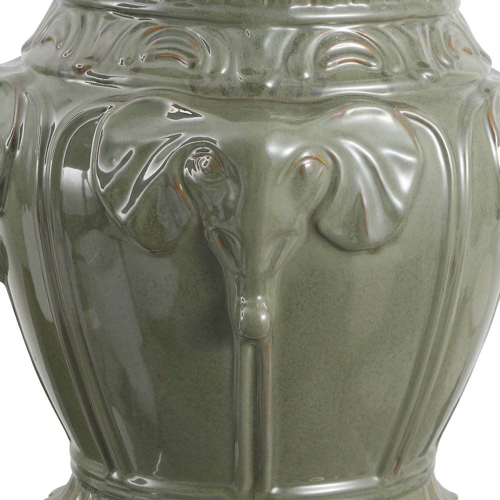 Anita 18" Bohemian Antique Green Elephant Ceramic Garden Stool - Indoor/Outdoor. Picture 5