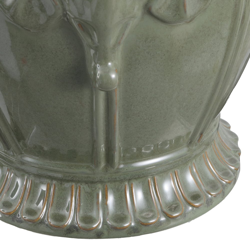 Anita 18" Bohemian Antique Green Elephant Ceramic Garden Stool - Indoor/Outdoor. Picture 6