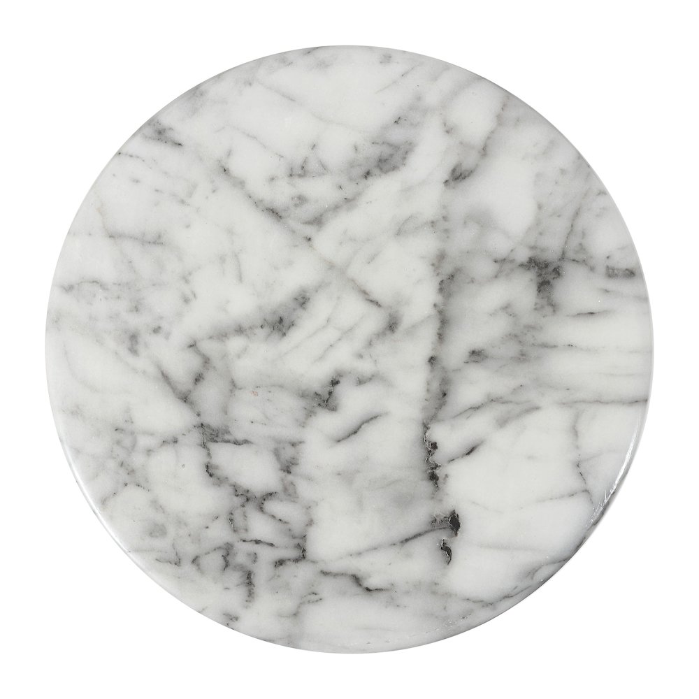 Troy 17" Modern White Faux Marble Cylinder Accent Table. Picture 2