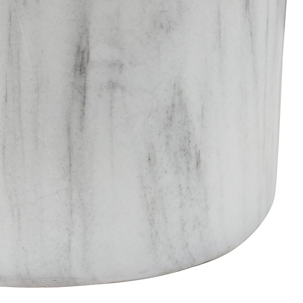 Troy 17" Modern White Faux Marble Cylinder Accent Table. Picture 3