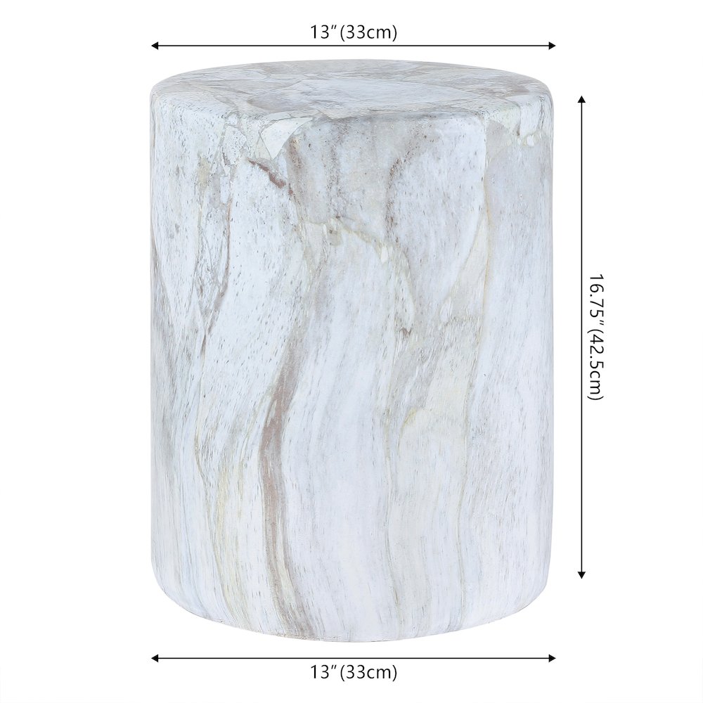 Troy 17" Modern Gray Faux Marble Cylinder Accent Table. Picture 4