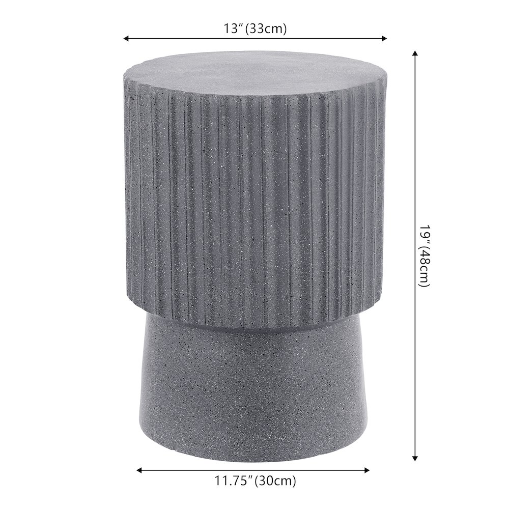 Louisa Modern 19" Fluted Outdoor Accent Table. Picture 3