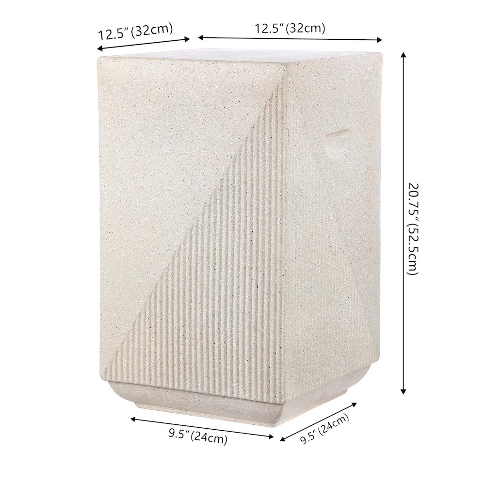 Adrian Modern 21" Durable Polyresin Outdoor Accent Side Table & Patio Stool. Picture 3
